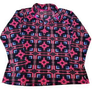 Eddie Bauer Quest Fleece 1/4 Zip Pullover Women's 2X Pink Aztec Southwestern NWT